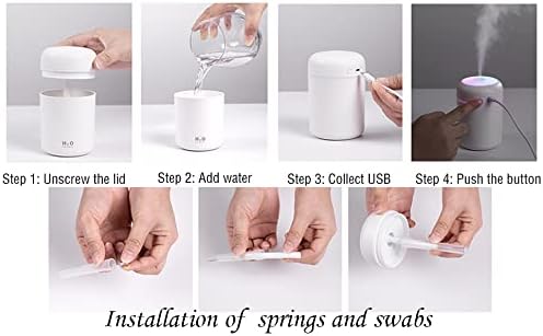 Portable Mini Humidifier, 300ml with Colorful LED Night Light, USB Personal Desktop Humidifier for Car Office Home Travel, Auto Shut-Off, 2 Mist Modes, Super Quiet(grey) - Image 6