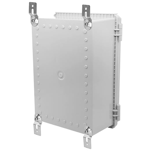Zulkit Junction Box,IP67 Waterproof Electrical Box Hinged Cover Stainless Steel Buckle Plastic Enclosure for Project w Mounting Plate Wall Bracket and 2 Cable Gland Grey 13.8"x9.8"x5.9"/350x250x150mm - Image 8