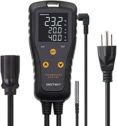DIGITEN DTC151 Temperature Controller Plug-in Thermostat Cooling Heating Temperature Controller Outlet GreenhouseThermostat for Germination Incubation Homebrewing by DIGITEN