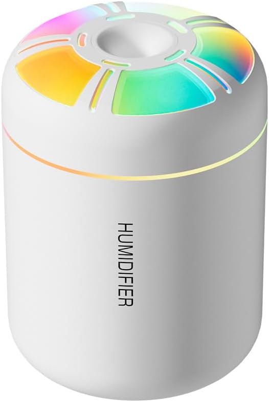 180ml Portable Small Humidifier with Colorful LED Night Light, USB Personal Desktop Humidifier for Car Home Office Travel, Auto Shut-Off, 2 Mist Modes, Super Quiet by HKTOPCNE