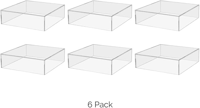 6 Pack Clear Acrylic Display Box Counter Retail Merchandise Storage Bin No Lid with Open Bottom 6.75" x 6.75 x 2 Inch Flippable Cubby for Tradeshows and Expos by Marketing Holders - Image 5