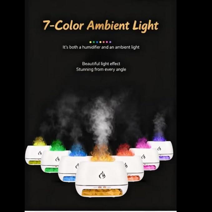 Multi-Colour Flame Humidifier Aromatherapy Diffuser, 7-Colour Flame Humidifier with Realistic Flame Effect, Suitable for Meditation, Yoga, Study, Bathroom and Spa Enthusiasts (Wood colour) - Image 4