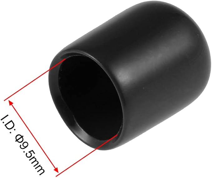 uxcell 20pcs Rubber End Caps 3/8"(9.5mm) ID Vinyl Round Tube Bolt Cap Cover Thread Protectors Black - Image 3