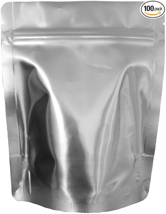 PackFreshUSA: Pint (6" x 7.5" x 3") AirTight Seal-Top Stand-Up Mylar Pouch Bags Long-Term Food Storage - Premium Century 7 Mil Thick (Per Side) - Resealable - Heat Sealable - Food Grade - Pack of 100 by PackFreshUSA