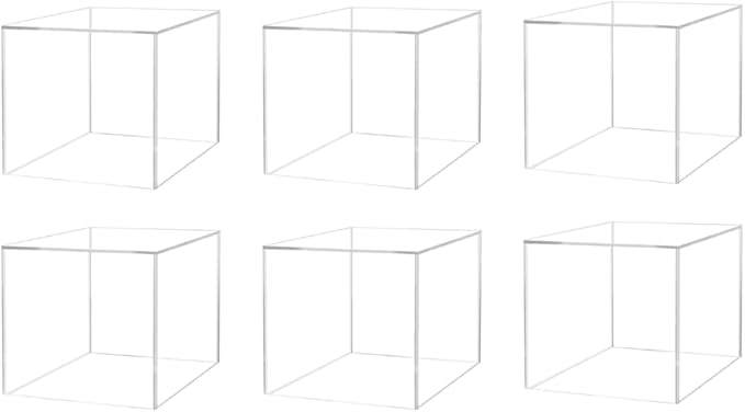 Marketing Holders 6 Pack 3" Acrylic Display Cube with One Open Side No Lid Versatile Clear Square Plexiglass Retail Merchandise Storage Bin No Assembly Required by MarketingHolders