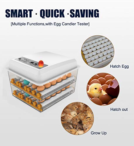 Egg Incubator,Egg Incubator with Automatic Egg Turning and Humidity Control,Poultry Hatcher for Chickens Ducks Birds (128 Eggs) - Image 3
