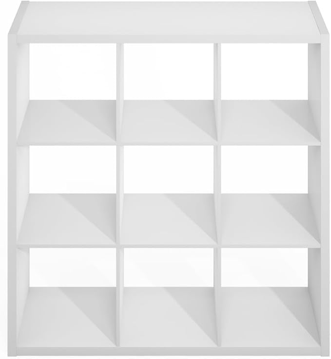 Furinno Simple Cube Storage Organizer, 9-Cube Display Shelf, Open Back Shelving Unit, Storage Shelves, Extra Thick Frame, for Organization and Storage, Living Room, Home Office, White - Image 4