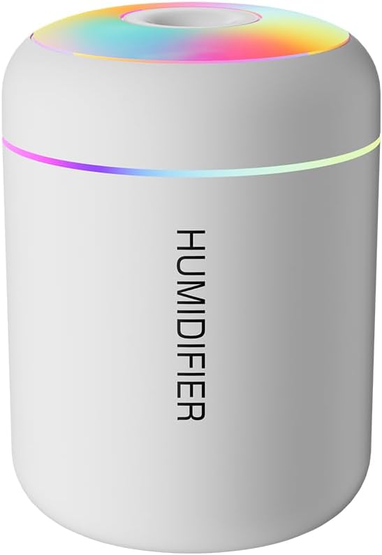 180ml Portable Small Humidifier with Colorful LED Night Light, USB Personal Desktop Humidifier for Car Home Office Travel, Auto Shut-Off, 2 Mist Modes, Super Quiet by HKTOPCNE