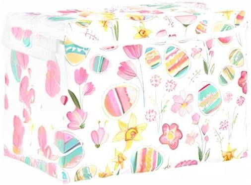 xigua Easter Flower Eggs Storage Bins with Lids and Carrying Handle,Foldable Storage Boxes Organizer Containers Baskets Cube with Cover for Home Bedroom Closet Office - Image 8