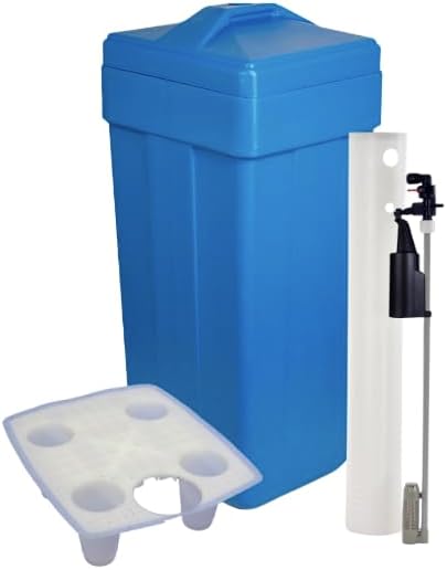 Salt Grid Included! AFWFilters Water Softener Salt Brine Tank with Safety Float Assembly, Water Softener Tank Replacement 15"x17"x36" Rectangular (Blue) by Abundant+Flow+Water+Systems