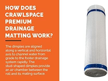 Whitecap Dimple Drainage Matting 4' x 50' - Heavy Duty Foundation Drainage Membrane for Crawl Space & Basement, Protects Vapor Barriers, Improves Water Flow, Waterproof Floor Underlayment - Image 5
