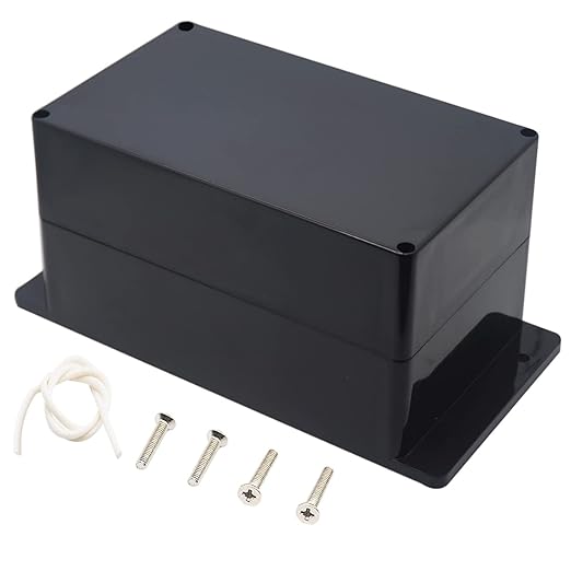 Zulkit Junction Box ABS Plastic Dustproof Waterproof IP65 Universal Electrical Boxes Project Enclosure with Fixed Ear Black 7.87 x 4.72 x 4.45 Inch (200 x 120 x 113 mm)(Pack of 1) by Zulkit