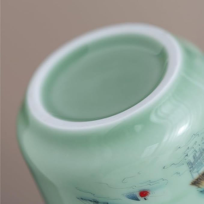 Storage Tank Ceramic Liquid Sealed Jar With Silicone Lid Leak-proof Chinese Medicine Ointment Square Jar Honey Storage Jar Ointment Tea Jar Tea Storage Caddy(C) - Image 4