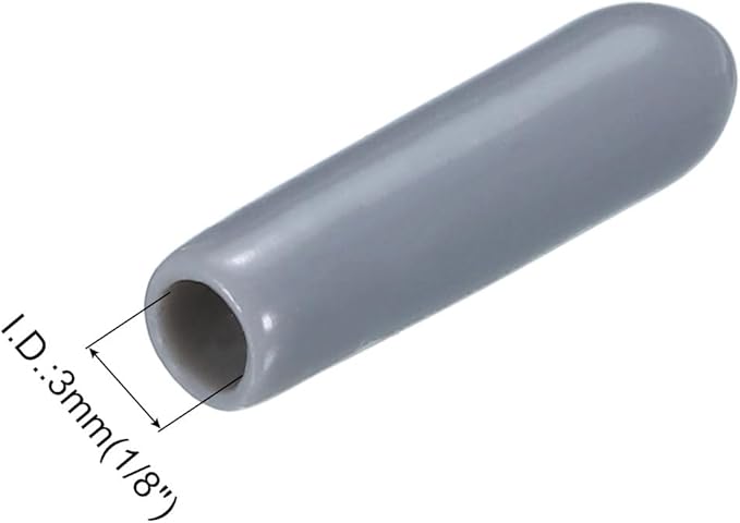 uxcell 20pcs Rubber End Caps 3mm(1/8") ID Vinyl PVC Round Tube Bolt Cap Cover Screw Thread Protectors Grey - Image 3