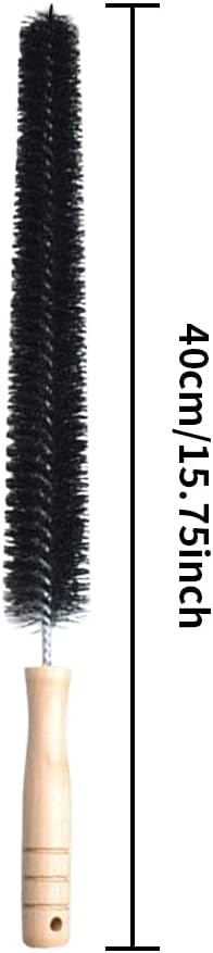2 Pack Radiator Brush, Dryer Cleaner Vent Brush, 40 cm Long Flexible Pipe Refrigerator Coil Brush, Vent Cleaner Brushes with Wooden Handle for Refrigerators, Baseboards(Black) - Image 2
