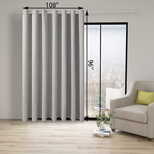 BONZER Room Divider Curtain Total Privacy Wall Wide Grommet Room Darkening Curtains for Patio Sliding Glass Door, 96L x 108W Inch (8L x 9W ft), 1 Panel, Silver - Image 4