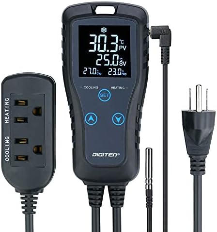 DIGITEN DTC102 Temperature Controller Outlet 2-Stage Plug in Thermostat Digital Greenhouse Thermostat Reptiles Temperature Controller Heating Cooling Mode for Homebrewing Fermentation Space Heater by DIGITEN