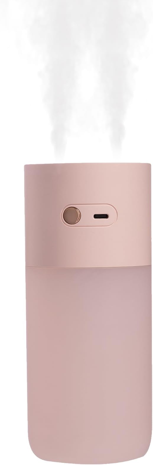 HODEMI Portable Small Humidifier - Cold Mist Humidifiers with Water Shortage Protection, Warm Night Light, Recharge Dual Nozzle Mini Humidifier for Bedroom, Plants, Office, and Car (Pink) by HODEMI