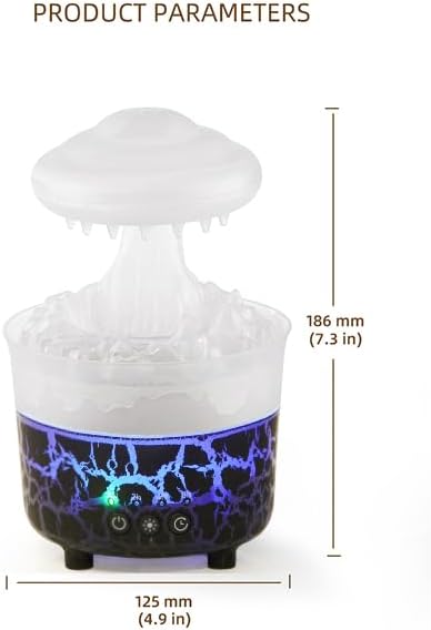 BOHOFAM Aroma Essential Oil Diffuser,Rain Cloud humidifier Simultaneously Water Drip and Air Mist,Rain Diffuser with 4 Hotel Collection Essential Oils for Home,Bedroom,Colorful Light(Black) - Image 8