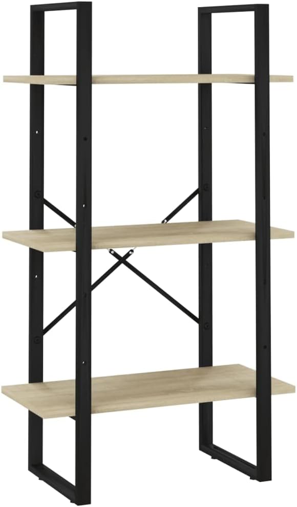 Industrial 4-Tier Storage Shelf 41.3" H Sonoma Oak Engineered Wood & Matte Black Metal Small Bookcase for Living Room Bedroom Office - Image 3