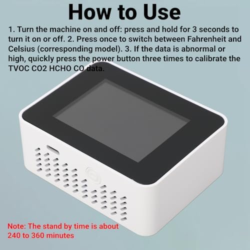 CO2 Monitor Indoor Air Quality Meter Real Time Detection of Carbon Dioxide HCHO TVOC Temperature Humidity Portable Data Logger for Home Office - Image 7