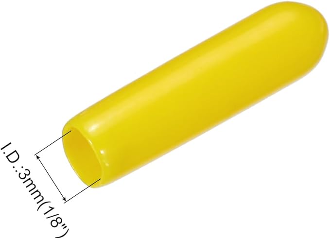 uxcell 20pcs Rubber End Caps 3mm(1/8") ID Vinyl PVC Round Tube Bolt Cap Cover Screw Thread Protectors Yellow - Image 3