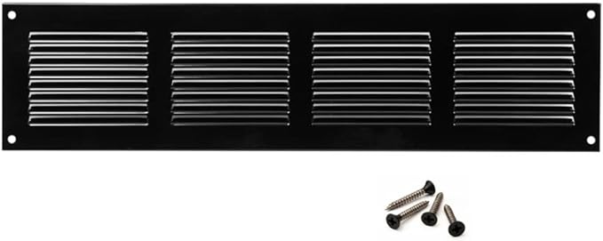 14x2 inch (Duct Opening) Vent Cover - Black Ventilation Covers for Wall and Ceiling - Metal Return Grille - HVAC AC Air Vents Register for Indoor and Outdoor Use with Mesh by ABOUT+VENT