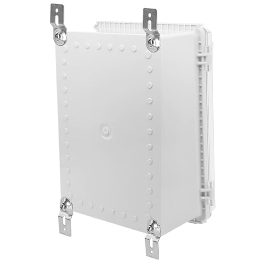 Zulkit Junction Box IP67 Waterproof Electrical Box Hinged Clear Cover Stainless Steel Latch Plastic Enclosure for Project w Mounting Plate Wall Bracket and 2 Cable Gland 13.8"x9.8"x5.9"/350x250x150mm - Image 8