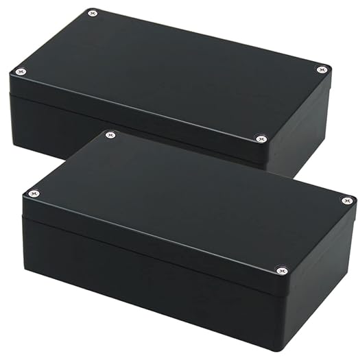 Junction Box, Zulkit Project Box IP65 Waterproof Outdoor Box ABS Plastic Electrical Boxes Electronic Enclosure Black 7.9 x 4.7 x 2.2 inch(200 x 120 x 56 mm)(Pack of 2) by Zulkit