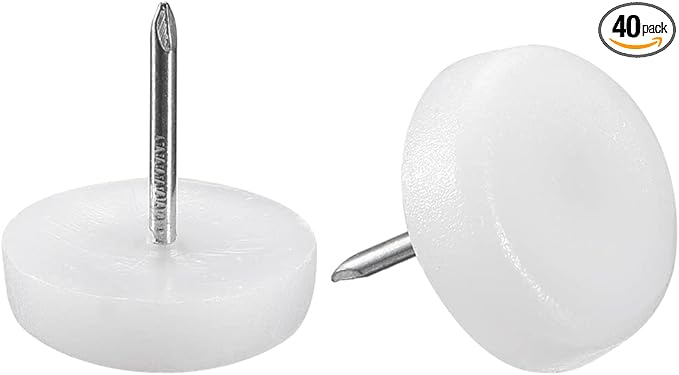 uxcell Furniture Feet Nail Plastic Glide Nails Chair Table Leg Protector Pads 22mm Dia White 40pcs by uxcell