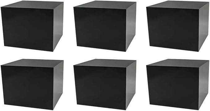6 Pack Black Acrylic Display Box Counter Retail Merchandise Storage Bins No Lid with Open Bottom 7.75" x 7.75" x 6" Flippable Cubby for Tradeshows and Expos by Marketing Holders by MarketingHolders