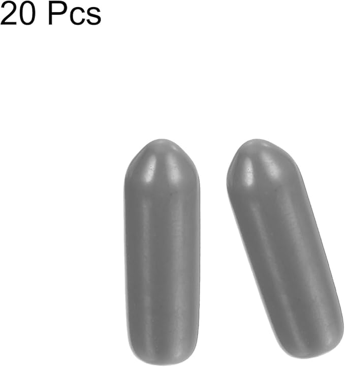 uxcell 20pcs Rubber End Caps Protective Caps 3.5mm ID Vinyl PVC Round Tube Bolt Cap Cover Screw Thread Protectors, Light Grey - Image 2