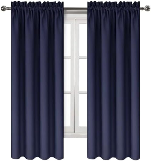 DWCN Navy Room Darkening Blackout Curtains - Thermal Insulated Privacy Energy Saving Window Curtain Drapes 42 x 72 inch Length, Set of 2 Bedroom Living Room Curtains - Image 9