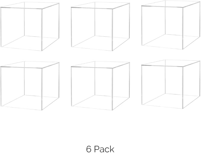 6 Pack 14 Inch Clear Acrylic Display Box with One Open Side No Lid Versatile Square Merchandise Storage Bin or Retail Product Riser by Marketing Holders - Image 4