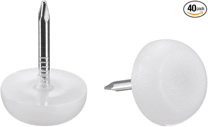 uxcell Furniture Feet Nail Plastic Glide Nails Chair Table Leg Protector Pads 12mm Dia White 40pcs by uxcell
