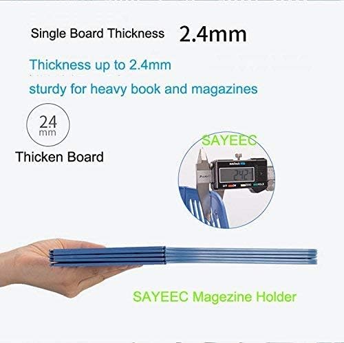 SAYEEC Sturdy Magazine Organizer Folder Desktop 4 Compartment File Holders Plastic Frames File Dividers Document Cabinet Rack Storage Box for Office Home School Blue - Image 6
