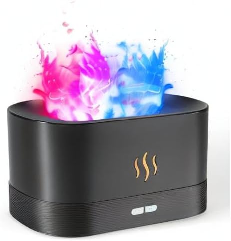 Colorful Flame Air Aroma Diffuser Humidifier, Upgraded 7 Flame Colors Noiseless Essential Oil Diffuser for Home,Office,Yoga with Auto-Off Protection 180mL (8Hours Black) - Image 7