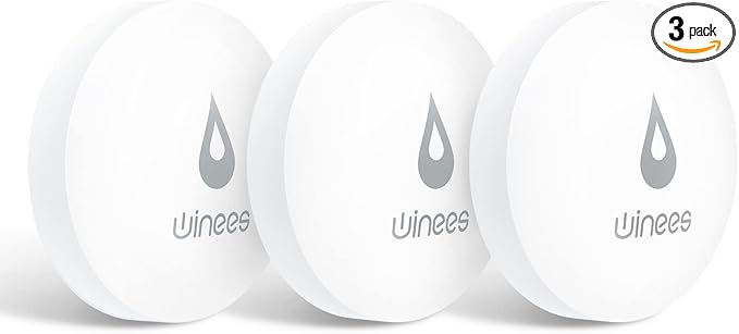 Winees WiFi Water Leak Detector, 3 Pack Water Sensors(Hub Not Included), Easy Set Up, 100M Transmission for Basement, Bathroom, Laundry, IFTTT, S1 FSK(Accessory) by WINEES