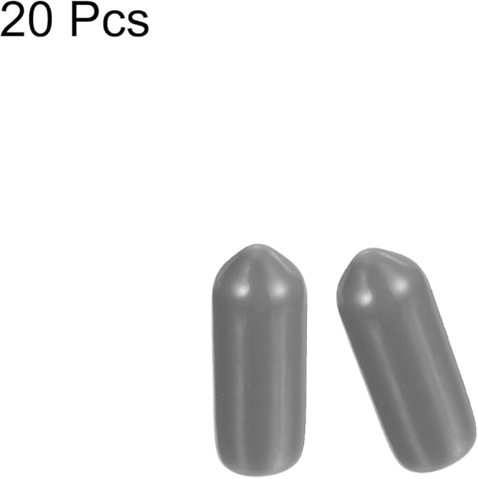uxcell 20pcs Rubber End Caps Protective Caps 5.5mm ID Vinyl PVC Round Tube Bolt Cap Cover Screw Thread Protectors, Light Grey - Image 2