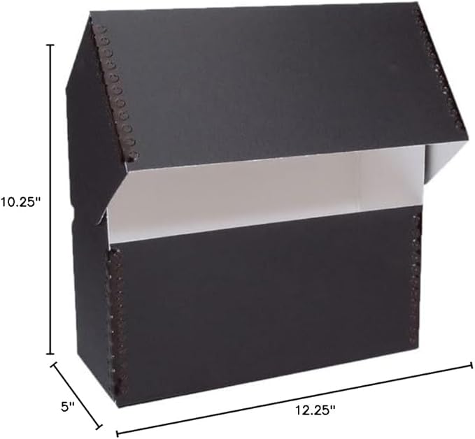 Lineco Archival Document Storage Box with Metal Edge, Acid-Free Black Boxboard, Organize and Store Files, Prints, Photos, Letter-Sized Case 12.5" x 10.5" x 5" Wide - Image 8