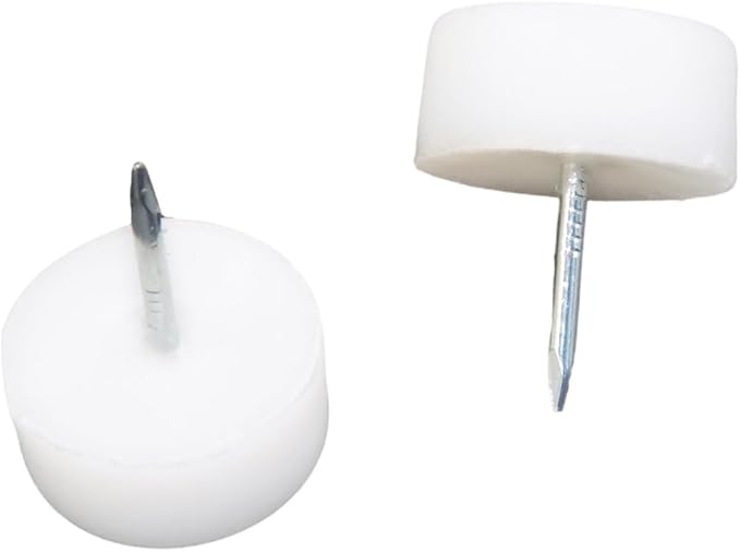 20 Pcs Furniture Feet Nail Plastic Glide Nails Round Chair Table Leg Protector Pads 0.79×0.79inch White - Image 3