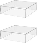 2 Pack Clear Acrylic Display Box with One Open Side No Lid 6.75" x 6.75 x 2 Versatile Plexiglass Merchandise Storage Bin or Retail Product Riser by Marketing Holders by MarketingHolders