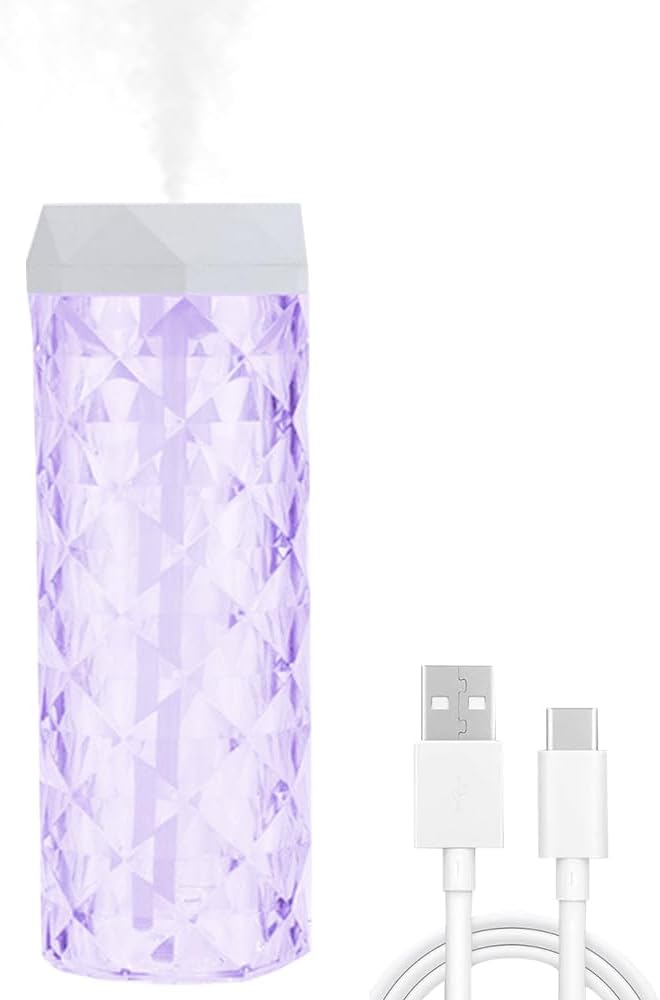 USB Desktop Crystal Humidifier 1000ml with 7 Colors LED Night Light, No Noise Suitable for Home, Office, Desk, Bedroom and Babies Room and No Battery (1000ml) by frestar