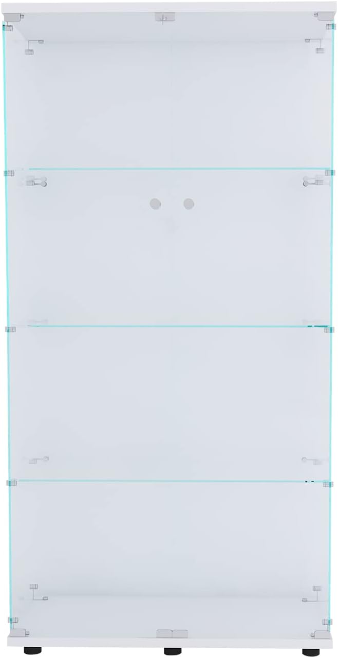 Yoluckea 4 Shelves Glass Display Cabinet with 2 Doors, Curio Collection Glass Display Case for Home Office, Floor Standing Bookshelf Corner Cabinet for Book, Toys, Glory (White) - Image 8