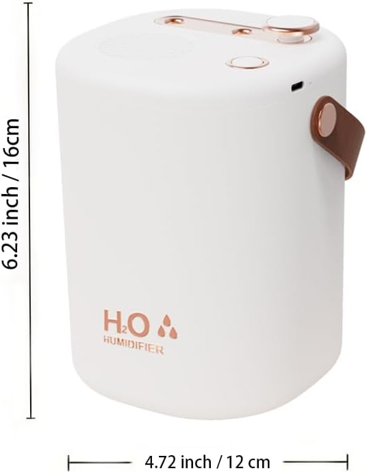 Quiet large capacity humidifier with dual nozzles, features a small night light, suitable for bedrooms and offices, Modern bedroom humidifier (White - Charging Model) - Image 7