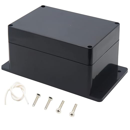 Junction Box, Zulkit Project Box Waterproof Dustproof IP65 ABS Universal Electrical Boxes Enclosure with Fixed Ear Black 6.30 x 4.33 x 3.54 inch (160 x 110 x 90 mm)(Pack of 1) by Zulkit
