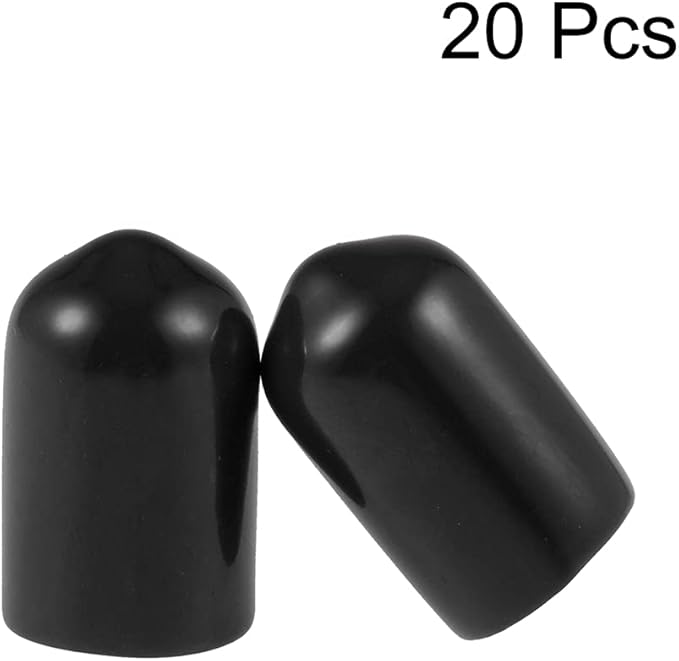 uxcell 20pcs Rubber End Caps 5/16"(8mm) ID Vinyl Round Tube Bolt Cap Cover Thread Protectors Black - Image 2