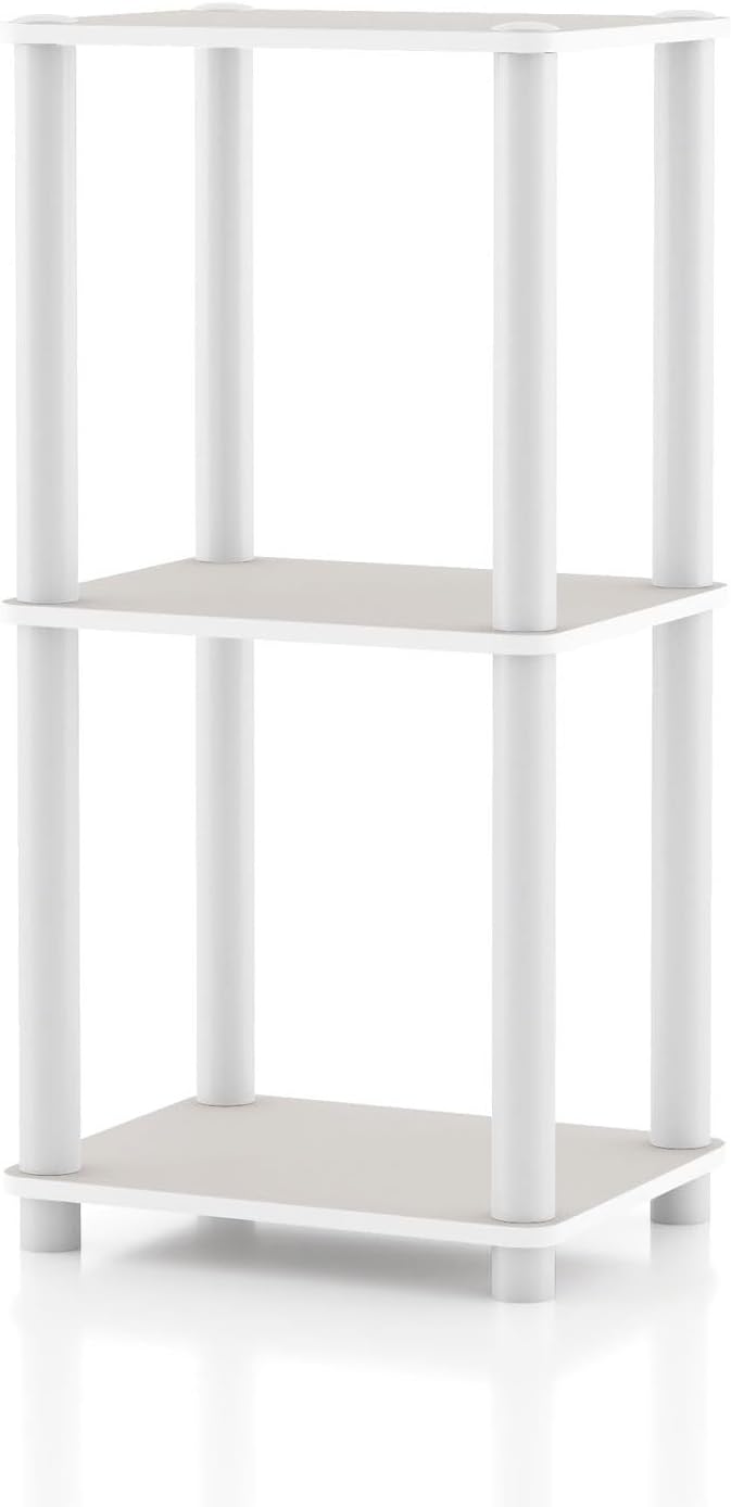 Homes: Inside + Out Apexa Modern 3-Tier Narrow Shelving Units, Collectibles Display Shelves, Easy Assembly Standing Shelf, Home Storage Organizer for Living Room, Bedroom, Office, Taupe Grey by HOMESInsideOut
