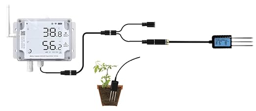 UbiBot GS1-AETH1RS + Soil Temperature Moisture Probe Ethernet Thermometer Hygrometer, WiFi Temperature Humidity Sensor, Digital Temperature Data Logger, Free App Email Alert by UbiBot