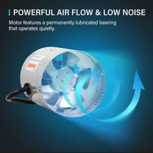 iPower 4 Inch Inline Booster Duct Fan 100 CFM HVAC Exhaust Ventilation Blower with Low Noise for Grow Tent, Basements, Bathrooms, Kitchens and Attics - Image 3